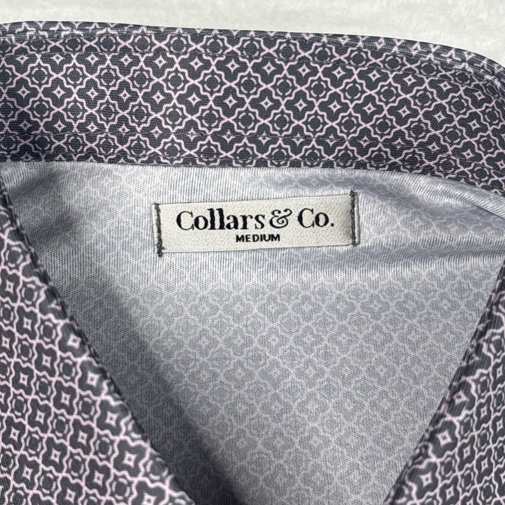 Collars and Co NWT Semi-Spread Collar Polo Crest Point Grey And Pink - Size M - Picture 6 of 7